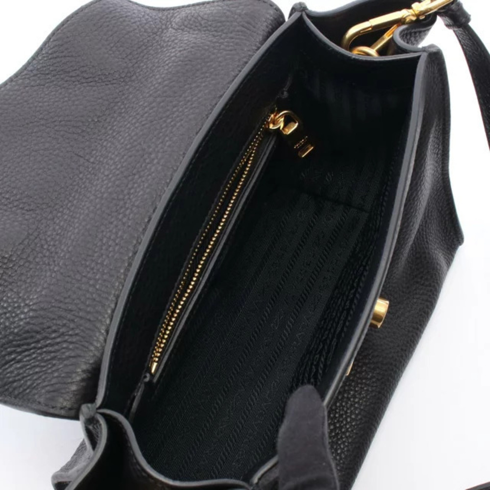 Prada Arque Vitello Daino Leather Hobo Shoulder Bag Black - Picture 3 of 5